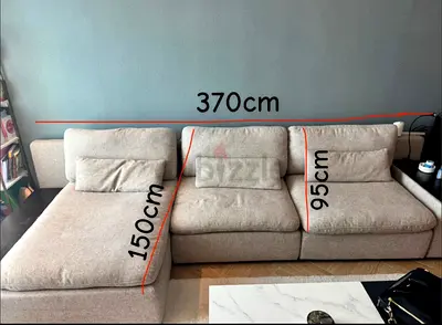 Large 3-seater L-shaped Fabric Sofa with Chaise - Neutral Beige URGENT SELLING