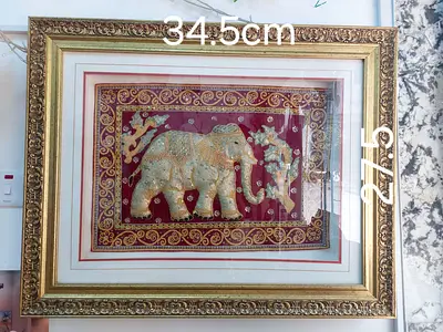 Picture frame 3 D look, embossed lucky white elephant from Thailand