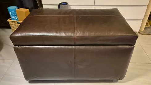 Genuine Leather Lift-Top Ottoman / Coffee Table