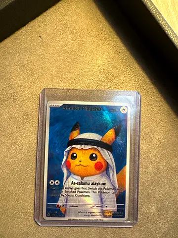 Pokemon Shining Pikachu Holo Card (Sleeved) - Collectible (fan made amazing cute art❤️💙)
