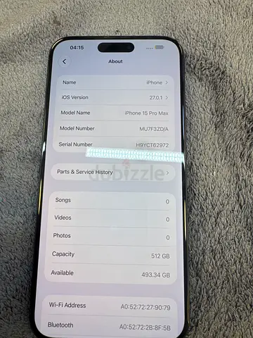I phone 15 promax 512gb display msg