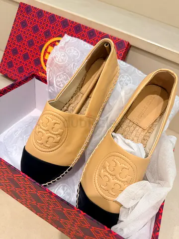 Tory Burch Two-Tone Leather Espadrille Flats - Size 37