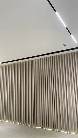 Full-length beige pleated curtains - like new