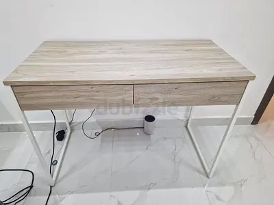 Light wood study desk with drawers — simple modern design