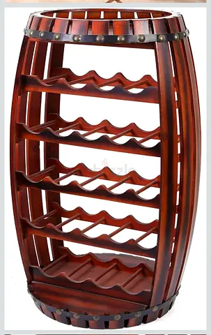 Wooden Barrel-Style Wine Rack — Holds ~12 Bottles, Vintage Look