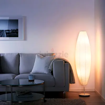 Tall White Paper Lantern Floor Lamp - Contemporary Standing Light
