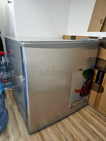 Compact single-door mini fridge - stainless finish, good condition, self packup