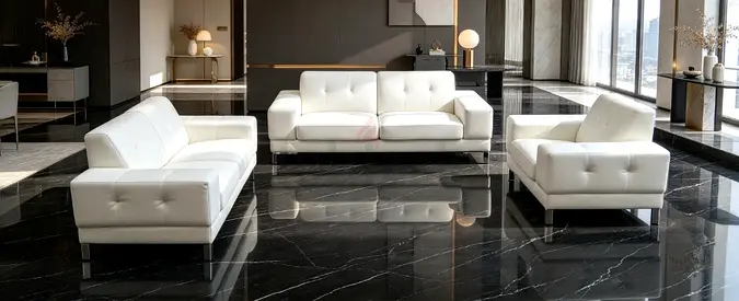 White Leather 3-Piece Living Room Sofa Set — Modern Minimalist