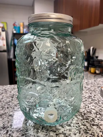 Glass Drink Dispenser Jar with Spigot - Clear Textured Mason Style new
