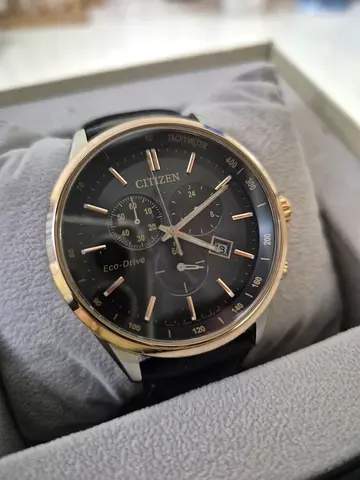 CITIZEN Mens Solar Powered Watch, Analog Display and Leather Strap AT2144-11E