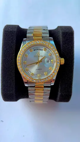 Fitron Two-tone Fitton Quartz Men's Watch with Day-Date and Crystal Bezel
