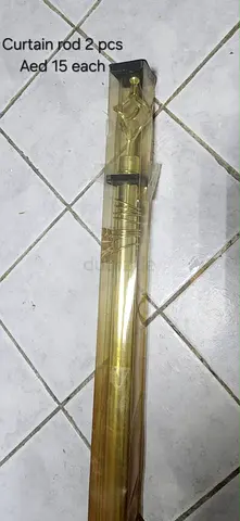 Set of 2 Gold Curtain Rods with Decorative Finials - Good Condition