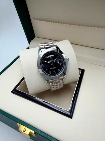 Stainless Steel Automatic Men's Watch with Black Dial (Box Included)