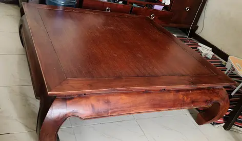 Solid Wood Low Coffee Table - Classic Asian Design