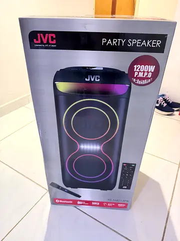 JVC XS-N4213PB Portable Bluetooth Party Speaker, with 1200W PMPO advertised power.