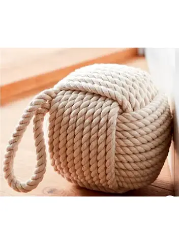 Heavy Decorative Rope Door Stopper – Cream