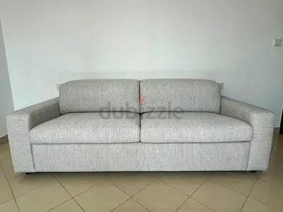 Loom Collection Sofa Bed 2-Seater, Pebble + Mattress Topper