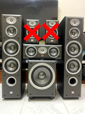 3.1 JBL E80 HOME THEATER SPEAKERS AND SUBWOOFER