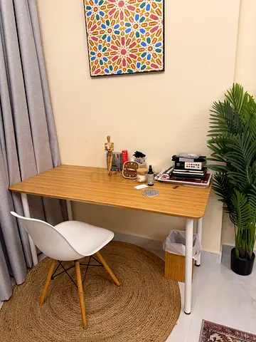 Wooden study desk with chair — great condition - Bamboo wood