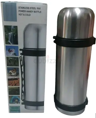 Stainless Steel 18-8 Thermo Vacuum Insulated Flask Water Bottle, 1.2L, Black/Silver