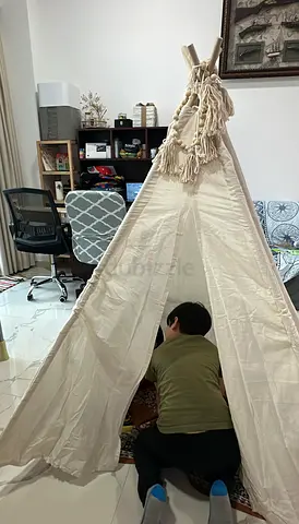 High Grade Quality Kids Canvas Play Teepee Tent — Cream, Used once with box