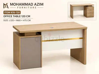 Mohammad Azim Office Desk 120cm - Light Wood Finish with Drawers