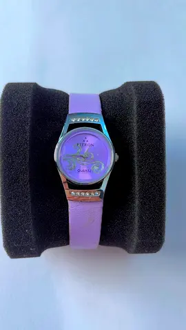 Purple women's quartz wristwatch with crystal accents -