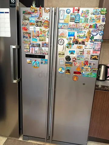Samsung  brand Stainless Steel Side-by-Side Refrigerator (With Magnets) - Good Working Condition