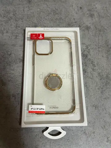 Clear gold-trim iPhone 12 / 12 Pro case with ring holder