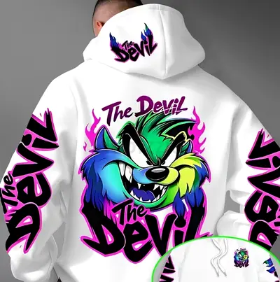Graphic Hoodie "The Devil" - Size M-L (Streetwear)