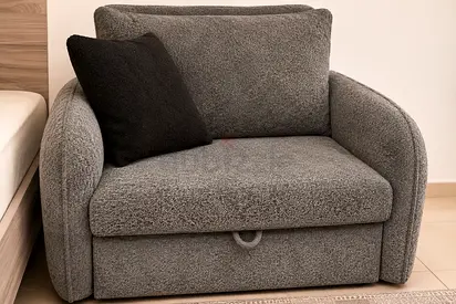 Compact Grey Armchair with sofa bed Drawer - Good Condition