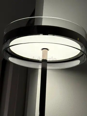 Modern acrylic ring floor lamp with chrome stem