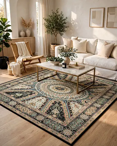 Large Vintage-Style Oriental Medallion Rug — Excellent Condition