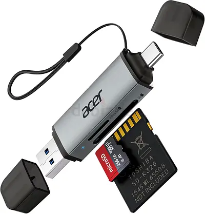 Acer SD Card Reader, USB 3.0 & Type-C Micro SD Card Adapter Dual Slot OTG Memory Card Reader for Mic