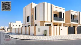 Villa for sale in Al Bahya, Ajman. Features 5 master bedrooms, a majlis, 2 living areas, a maid’s 