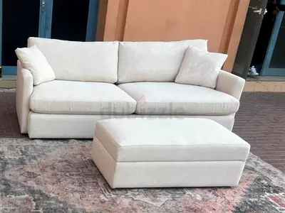 Premium Quality Crate&Barrel Lounge Deep feather 🪶 filled Sofa Beige without footstool