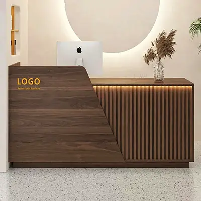 Walnut Cashier Reception Desk | Wooden Office Reception Desk For Sale