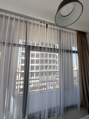 White Curtains with Rail