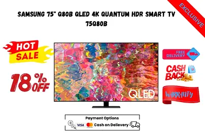 Samsung 75" Q80B QLED 4K Quantum HDR Smart TV 75Q80B-Free delivery -Warranty