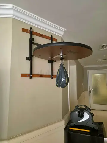 Wall-mounted boxing reflex speed bag platform with Everlast speed bag