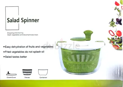 JM-602 Salad Spinner, Manual Vegetable Washer & Dryer, Green and White