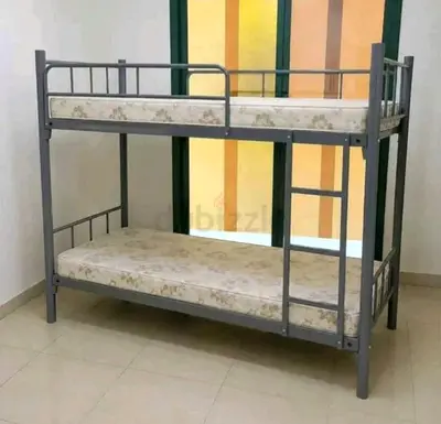 Metal Bunk Bed with Mattresses - Sturdy Grey Frame, 90X190 CM