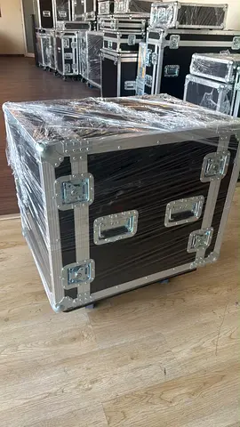 12U Black Flight Case with Wheels — Brand New