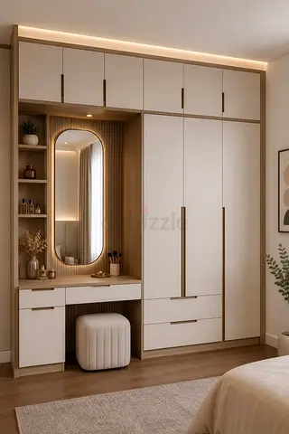 Built-in Bedroom Wardrobe with Vanity and Storage - Modern Finish