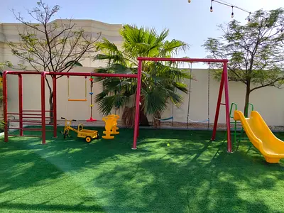 Used Outdoor Kids Playset with Swings, Slide and Seesaw