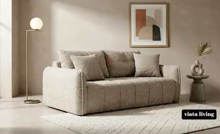 Compact 2-seater Beige Fabric Sofa - Comfortable, Modern Design