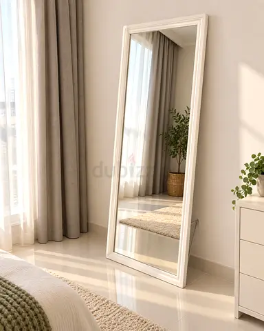Free-standing Full Length Mirror with White Frame