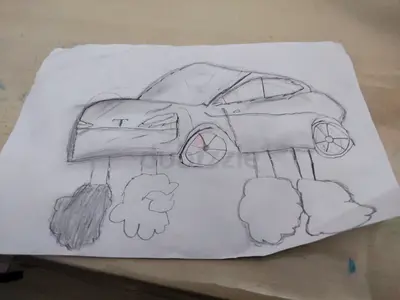 Hand-drawn Pencil Sketch of a Car — Original Artwork