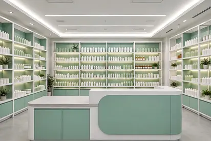 Morvain Pharmacy Fit-Out, Wellness Store Interiors – Ivory