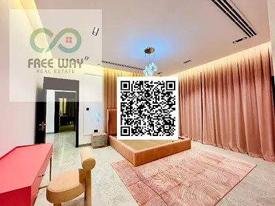 ** Brand-new luxury corner villa for sale in Al Yasmin, Al Maydan Plan, Ajman, featuring a
